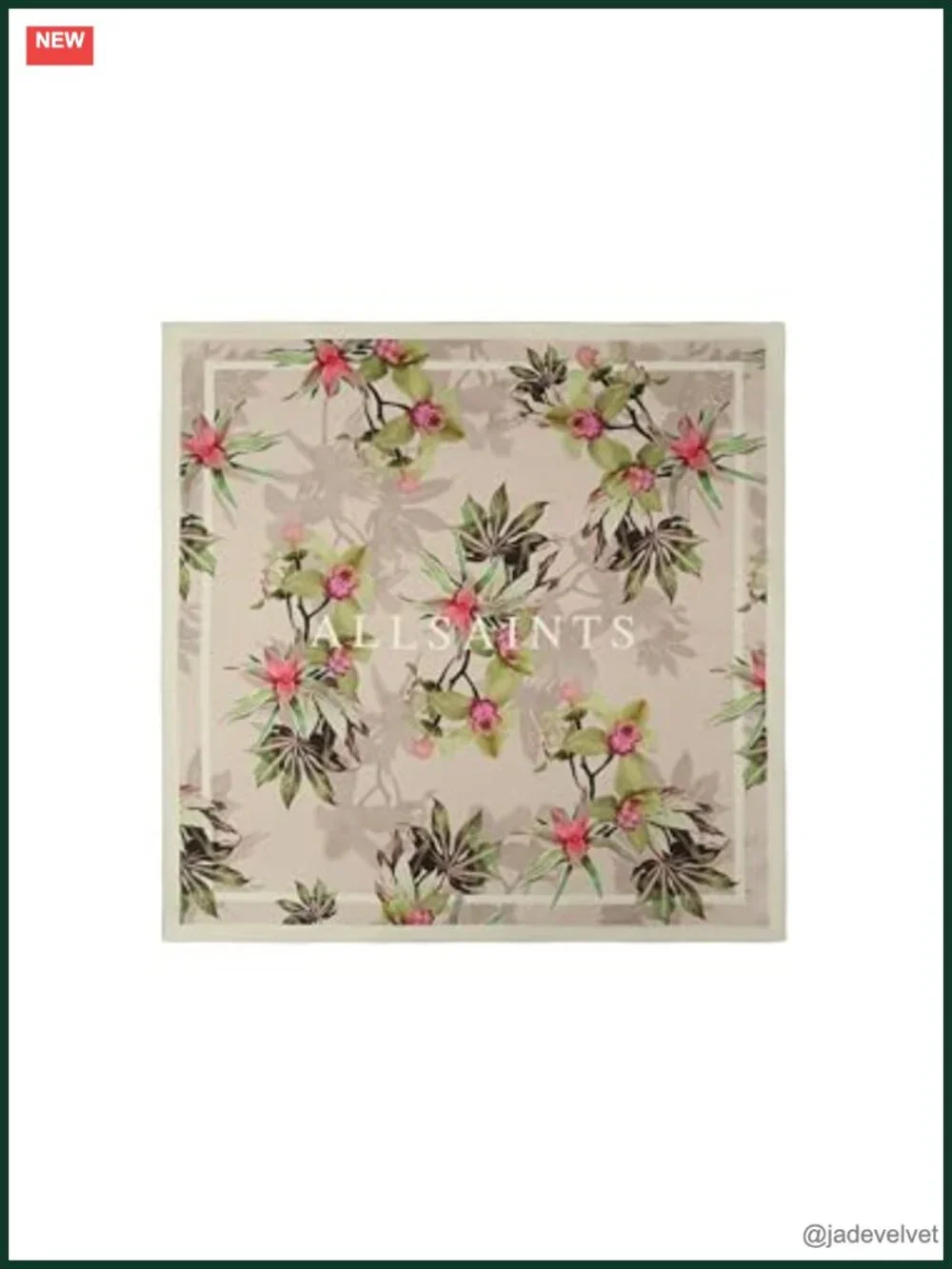 100% Silk Square Scarf with Barbwire Artwork
